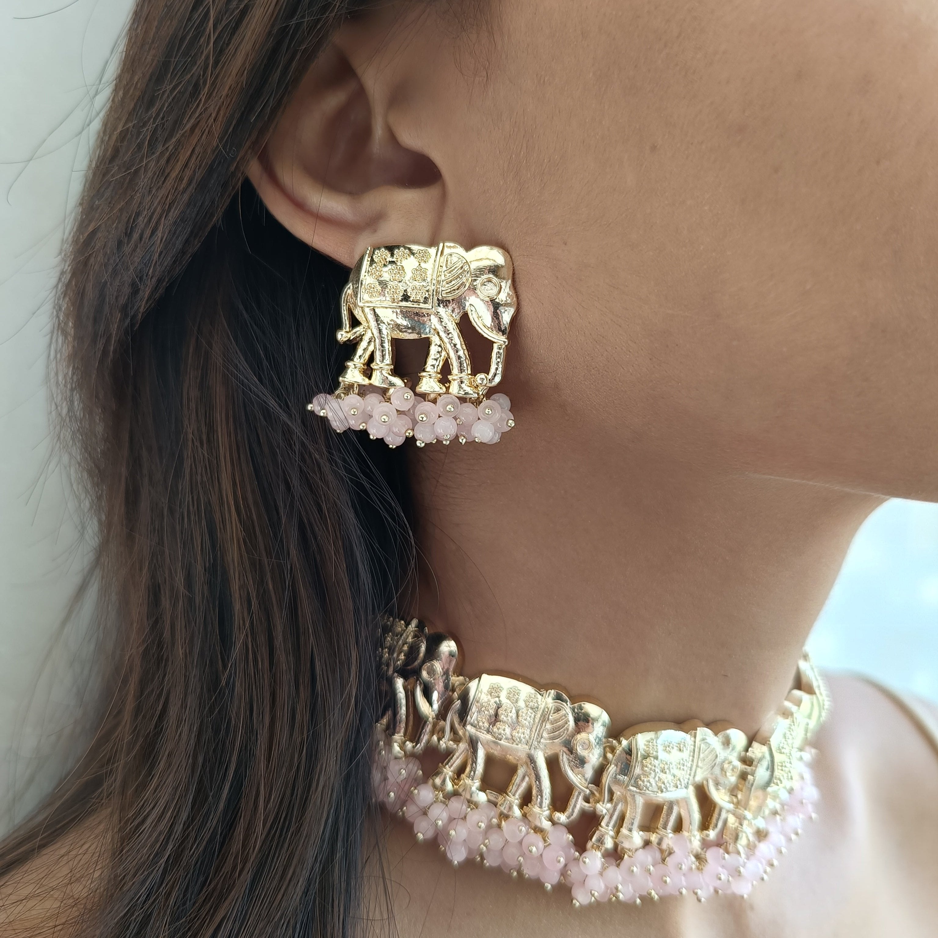 Elephant Choker & Earring Set