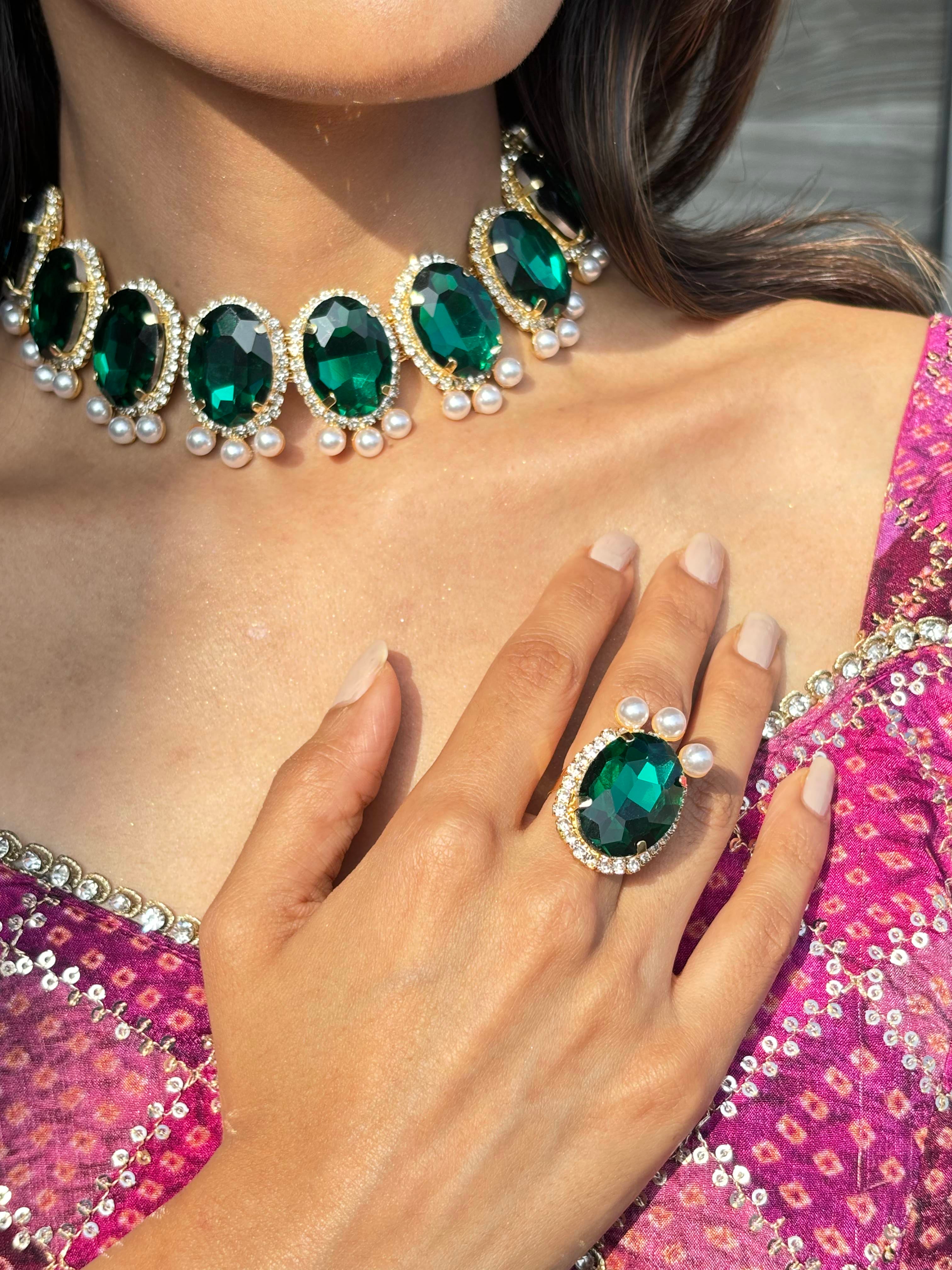 Green Anarkali Necklace